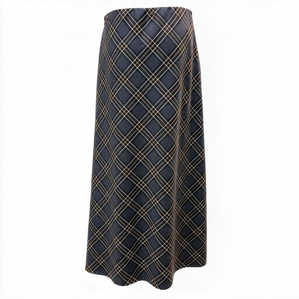 Side Slit Plaid Long Skirt